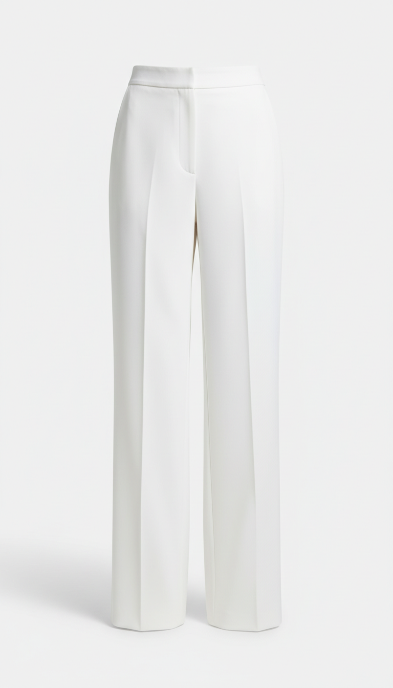 Structured Wide-Leg Trousers in Porcelain White