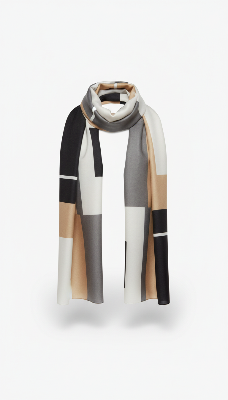 Minimalist Silk Scarf with Sandstone Accent