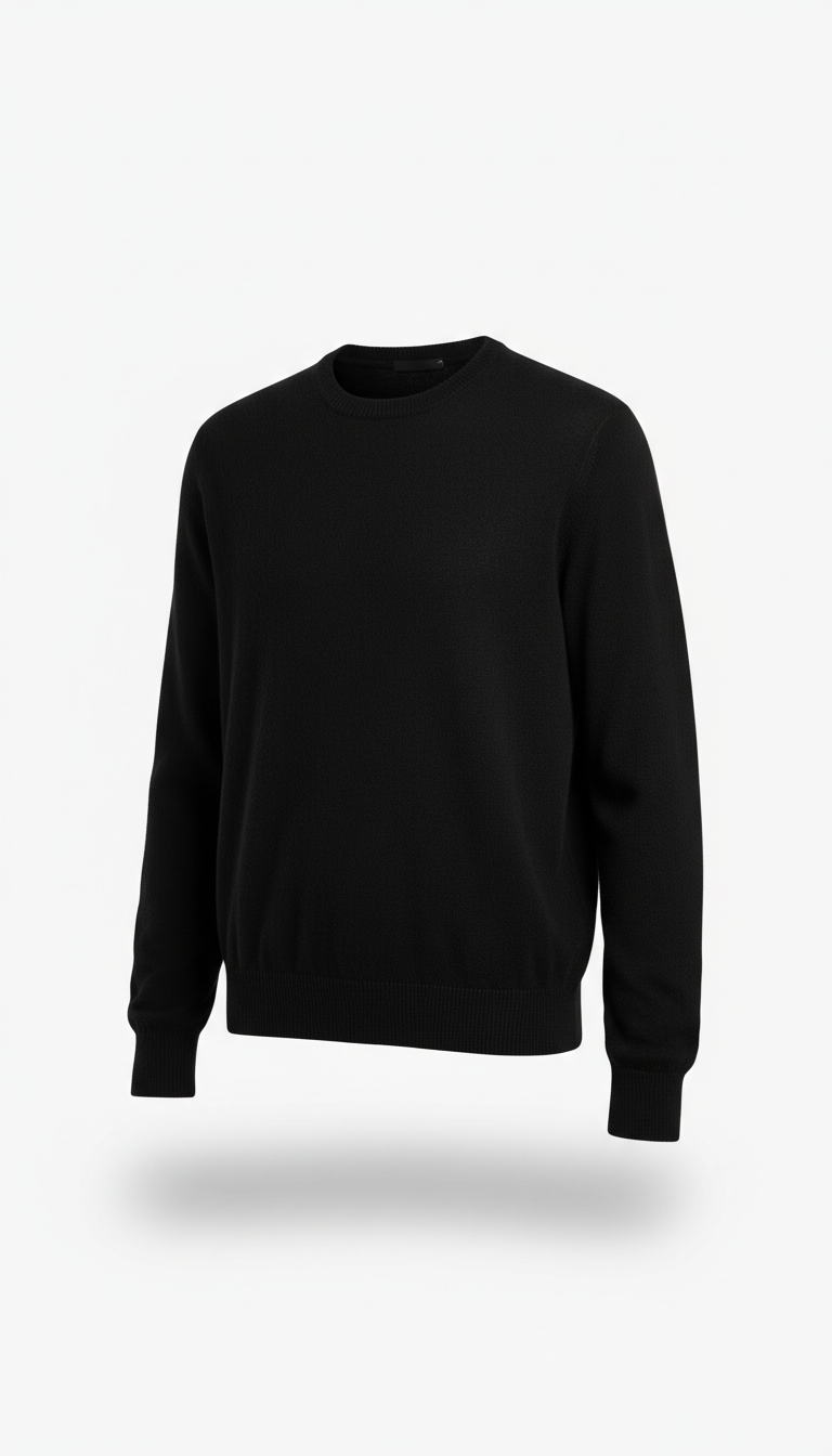 Cashmere Crewneck Sweater in Obsidian Black
