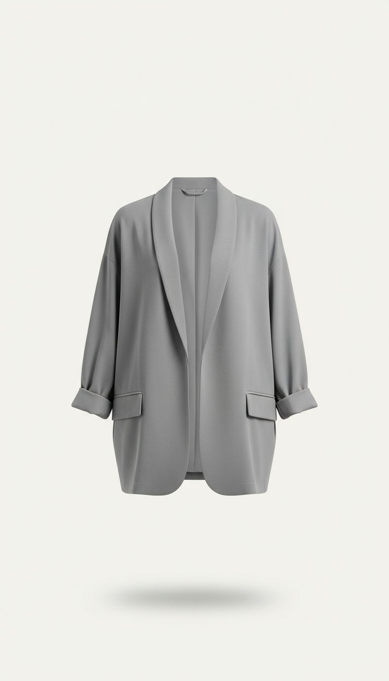 Modal-Blend Relaxed Blazer in Pewter Grey